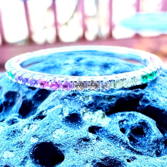 Ruby, Emerald or Sapphire Skinny Bands Sterling Silver 925, Stacking rings - Picture 12 of 13